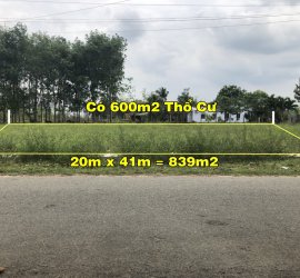 Bán Đất Thổ Cư Củ Chi-839m2. 20m x 41m.Có 600m2 Thổ Cư 